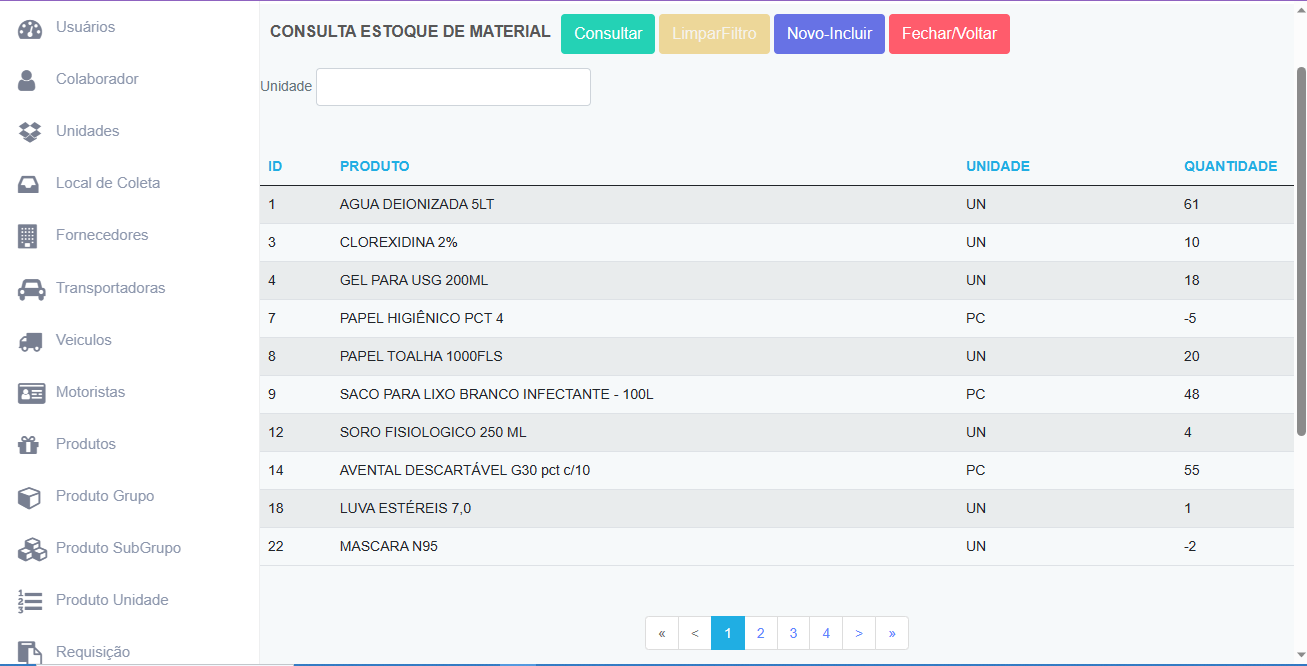 Consulta Estoque de Material